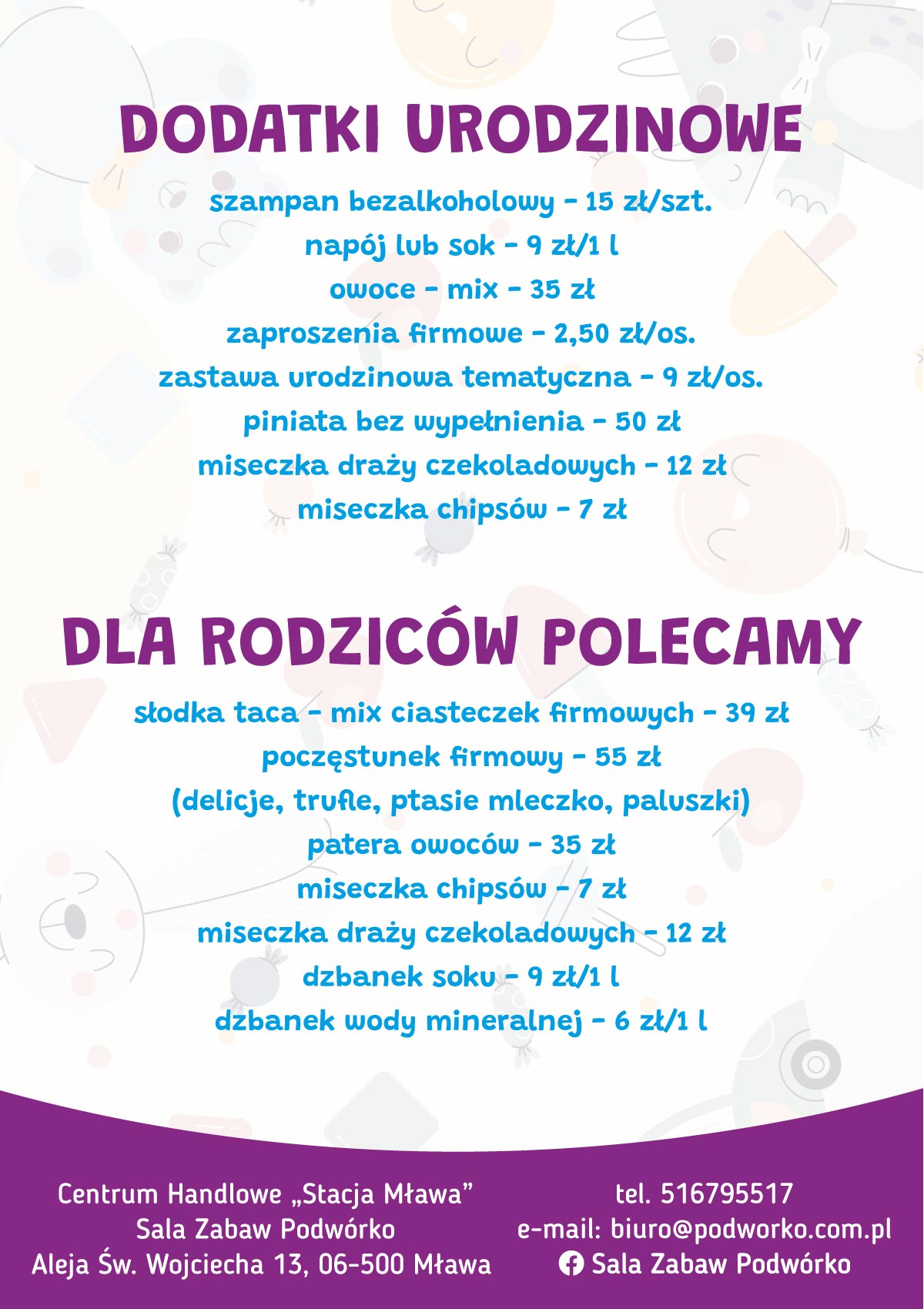 Sala zabaw Podwórko Mława Stacja Mława 3 ulotka urodzinowa podworko mlawa 12 2025 B